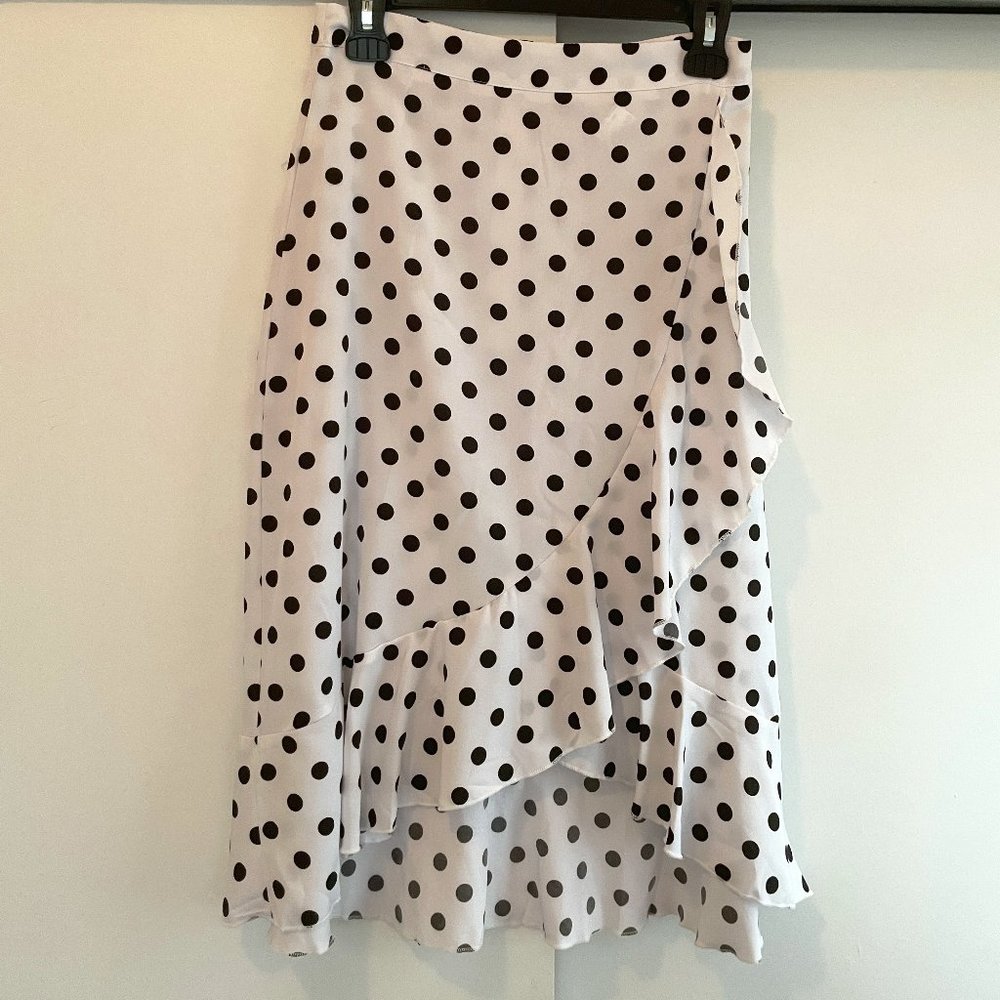 Black & white polka dot ruffle pencil skirt